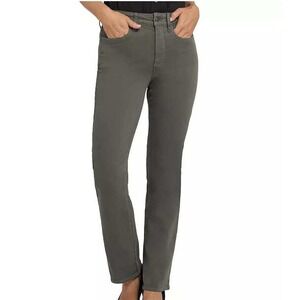 NYDJ Marilyn Straight Leg Jeans Olive Green Womens Size 10 Lift Tuck Technology